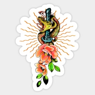 Awesome snake with flowers Sticker